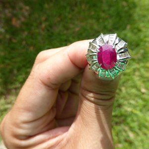 Ruby Ring over 1 carat&Diamonds Pt900 size 6(USA)